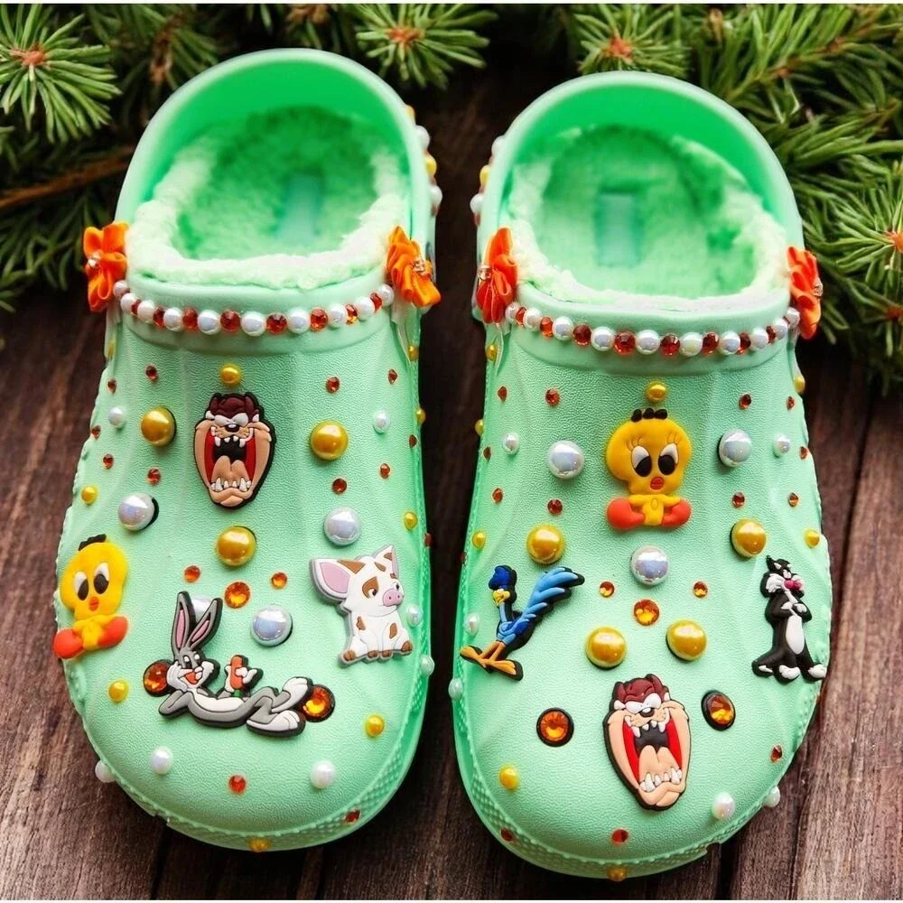 Shoes Sandals Clog Girls Mint Green (Size J3) Bugs‎ Bunny Custom Made